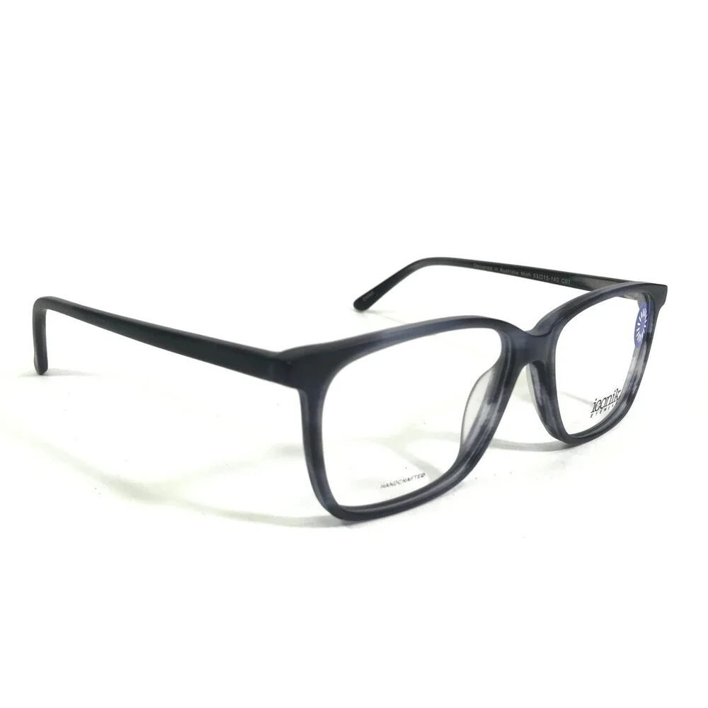 Iconik Eyeglasses Frames Mish C01 Black Blue Horn Square Horn Rim 53-15-140
